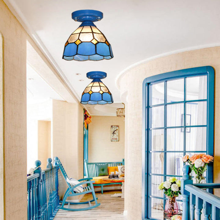 Traditional Glass Semi-Flush Ceiling Light
