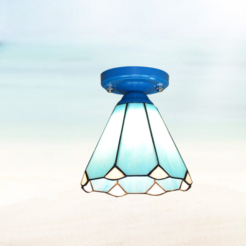 Traditional Glass Semi-Flush Ceiling Light