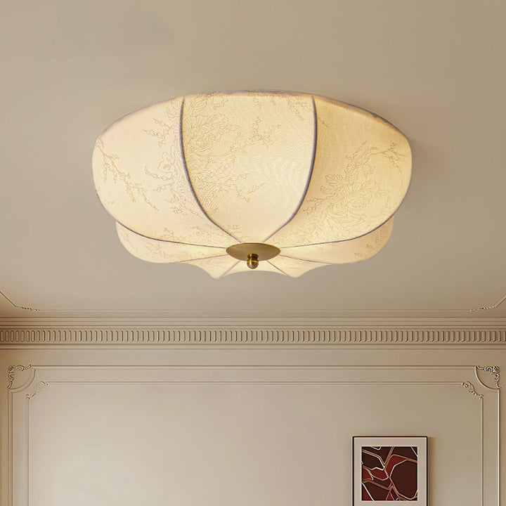 Contemporary Fabric 3-Light Flush Mount Ceiling Light
