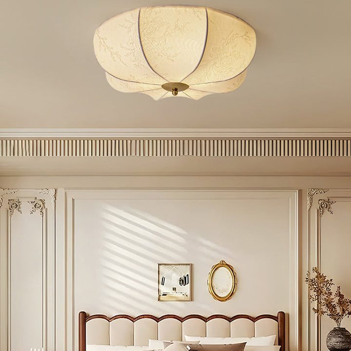 Contemporary Fabric 3-Light Flush Mount Ceiling Light