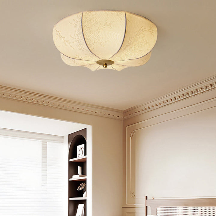 Contemporary Fabric 3-Light Flush Mount Ceiling Light
