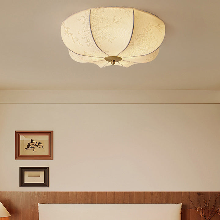 Contemporary Fabric 3-Light Flush Mount Ceiling Light