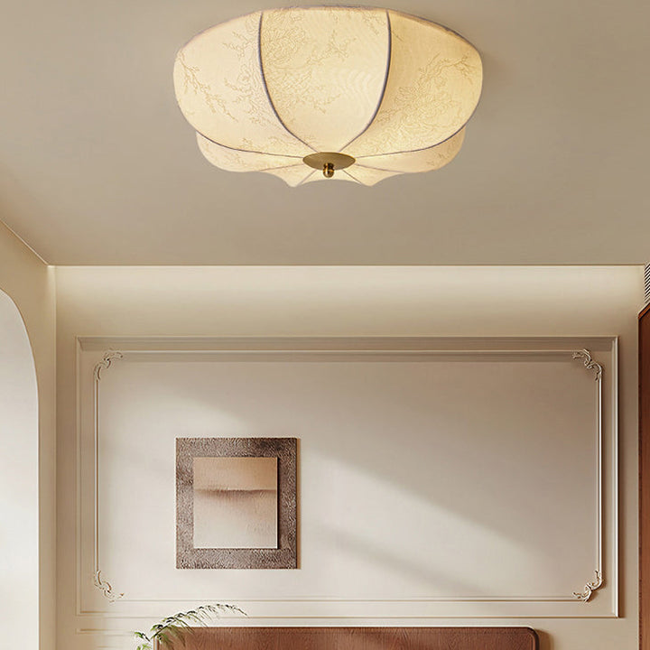 Contemporary Fabric 3-Light Flush Mount Ceiling Light