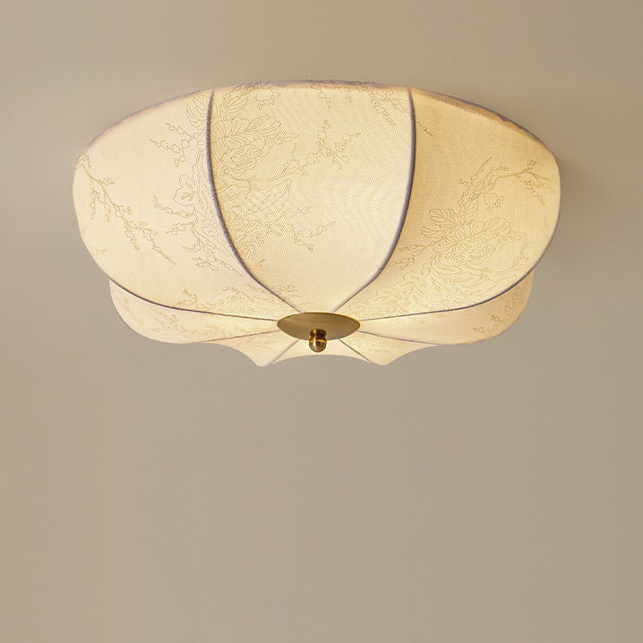 Contemporary Fabric 3-Light Flush Mount Ceiling Light