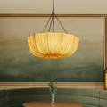 Traditional French Petal Semicircular Fabric Lampshade Iron 3/5 - Light Chandelier For Dining Room