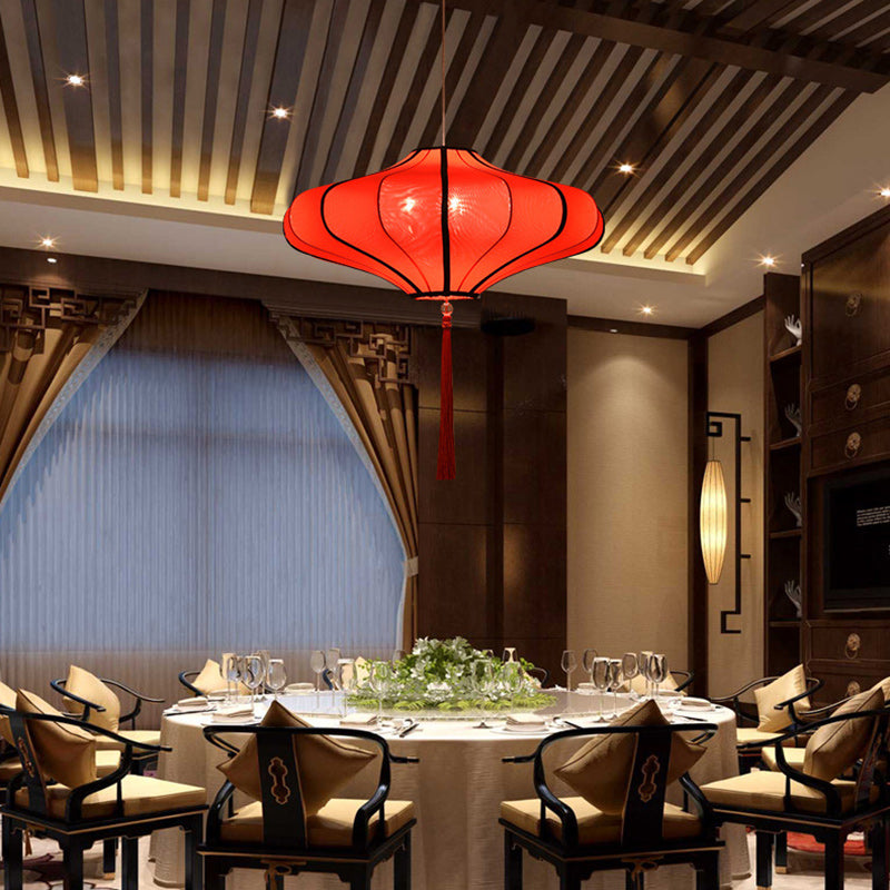 Traditional Lantern Fabric 3-Light Chandelier