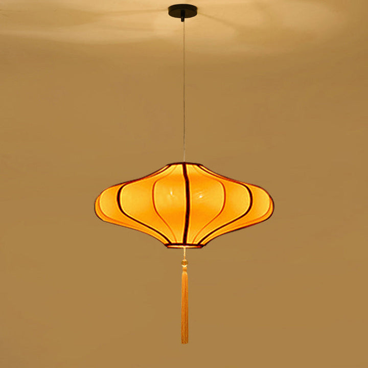 Traditional Lantern Fabric 3-Light Chandelier
