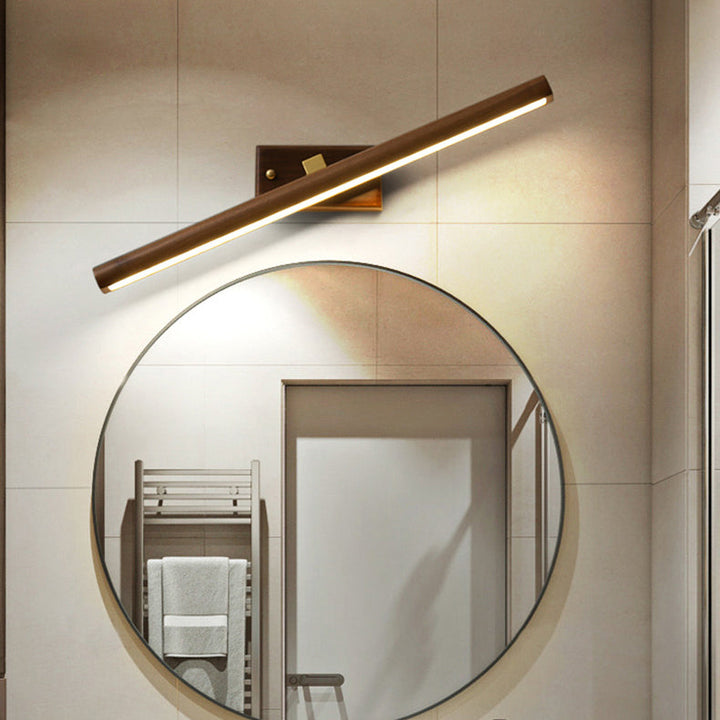 Traditional Cylindrical Walnut Rotatable LED Vanity Light