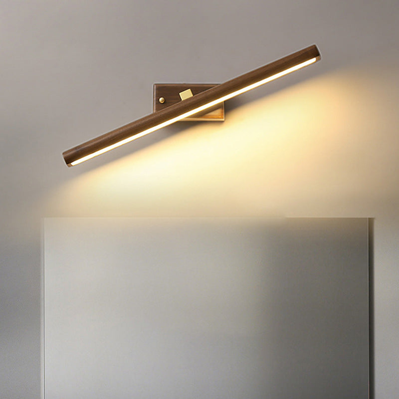 Traditional Cylindrical Walnut Rotatable LED Vanity Light
