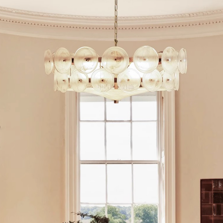 Traditional Round Glass 10-Light Chandelier