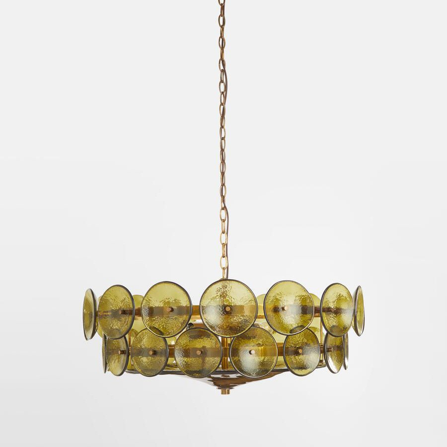 Traditional Round Glass 10-Light Chandelier