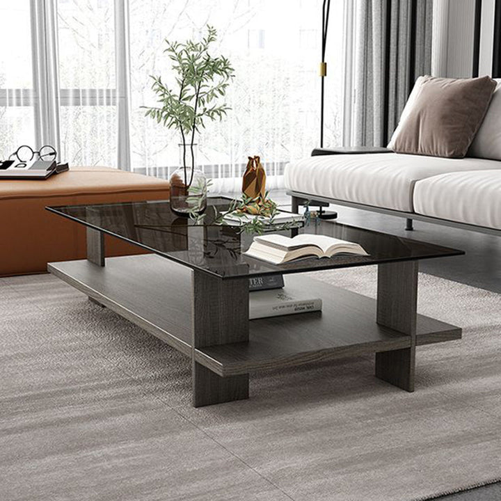 Minimalist Rectangular Tempered Glass Coffee Table