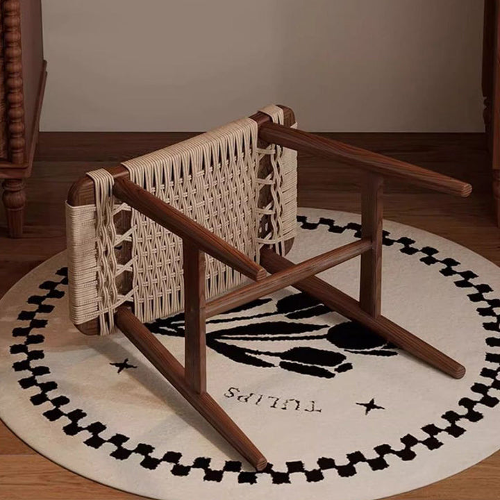 Traditional Rectangular Solid Wood Vanity Stool