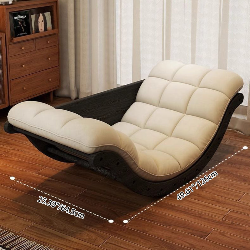 Contemporary Nordic Faux Leather Cotton-Linen & HDF Moon Boat Rocking Chair Recliner With Backrest For Living Room & Bedroom