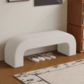 Modern Minimalist Wood Sherpa Fabric And PU Leather Rectangular Bench For Entryway And Living Room
