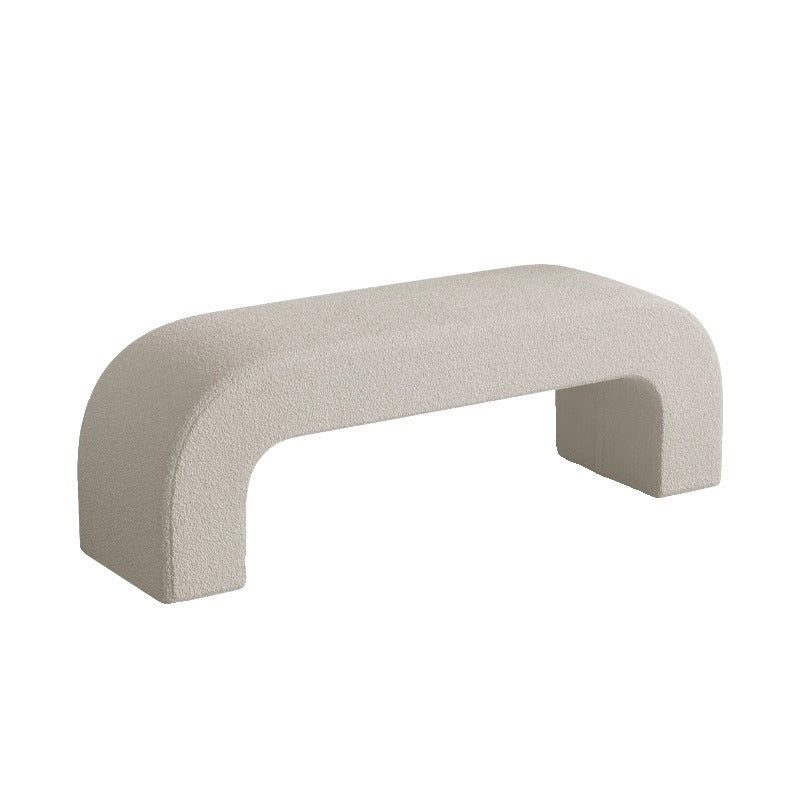 Modern Minimalist Wood Sherpa Fabric And PU Leather Rectangular Bench For Entryway And Living Room
