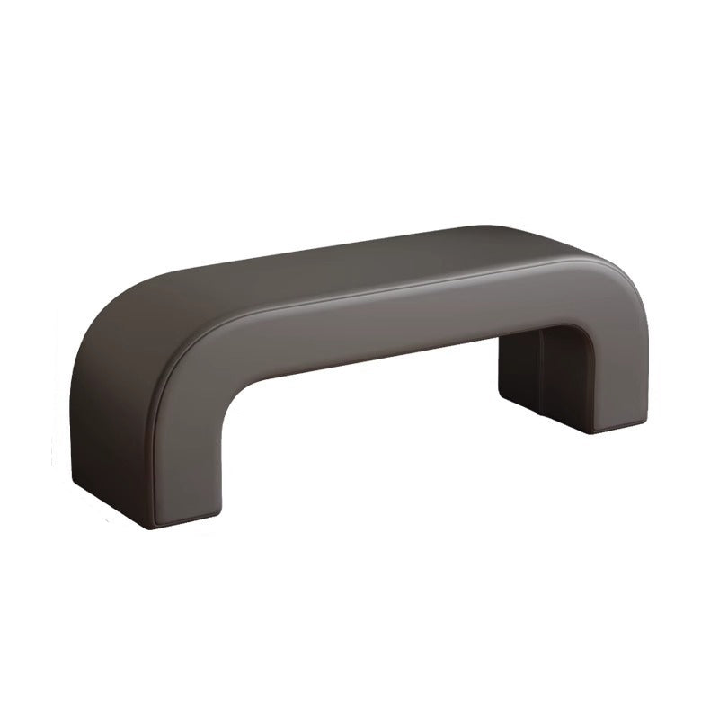 Modern Minimalist Wood Sherpa Fabric And PU Leather Rectangular Bench For Entryway And Living Room