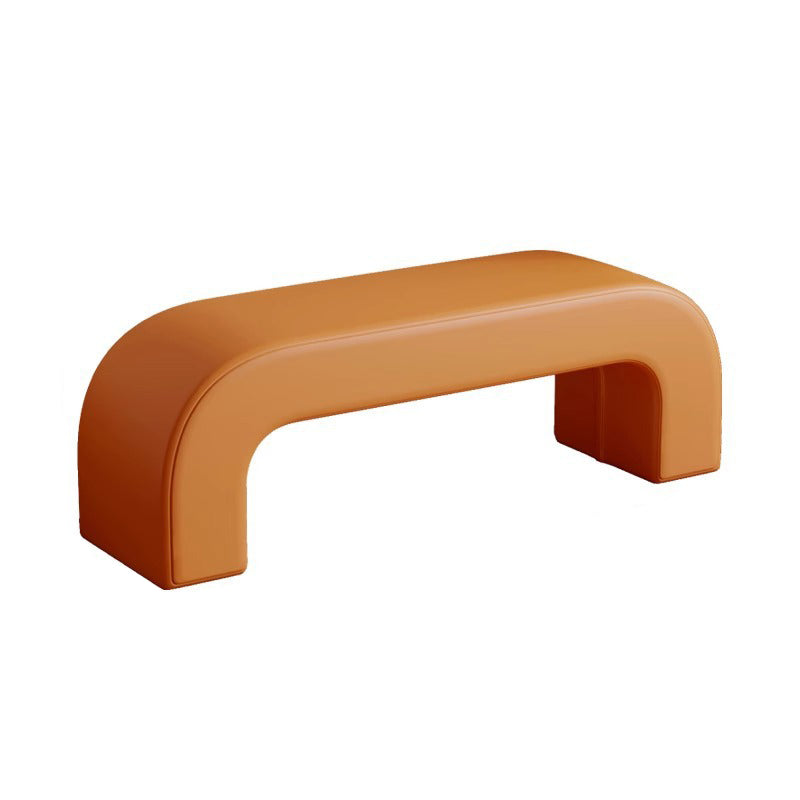 Modern Minimalist Wood Sherpa Fabric And PU Leather Rectangular Bench For Entryway And Living Room