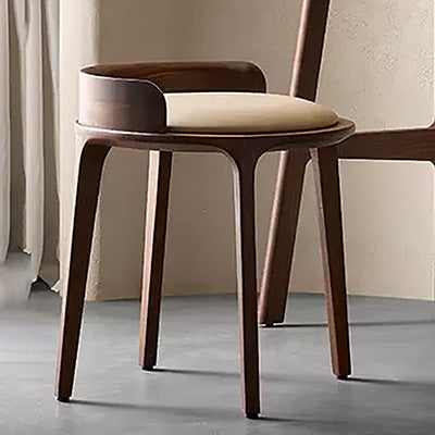 Contemporary Round Leather Vanity Stool