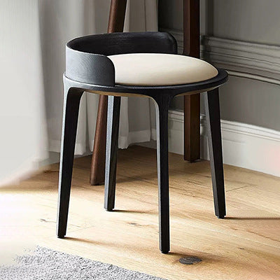 Contemporary Round Leather Vanity Stool