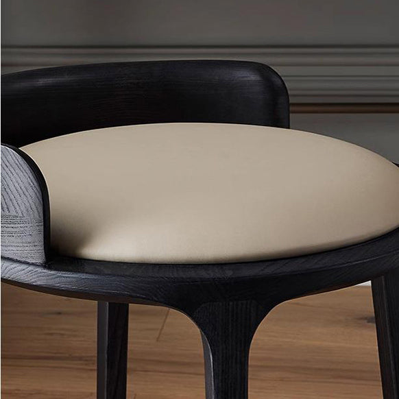 Contemporary Round Leather Vanity Stool
