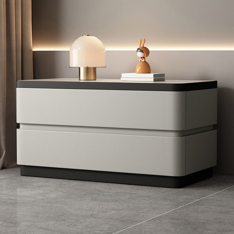 Stone Minimalist Rectangular Solid Wood Nightstand