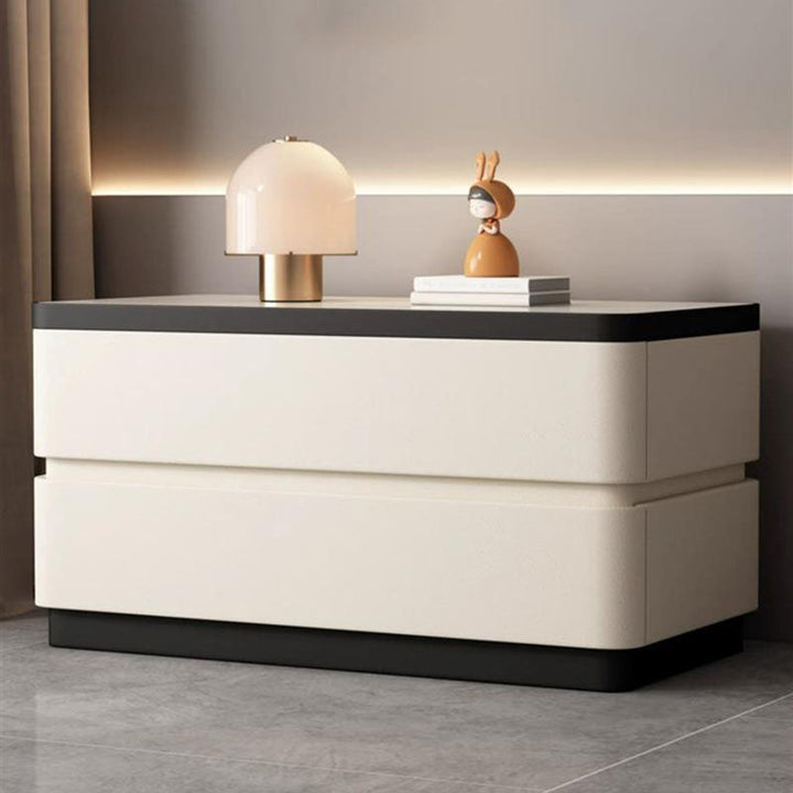 Stone Minimalist Rectangular Solid Wood Nightstand
