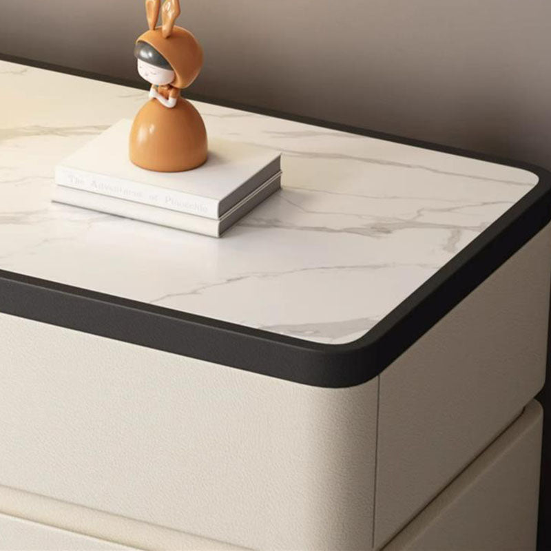 Stone Minimalist Rectangular Solid Wood Nightstand