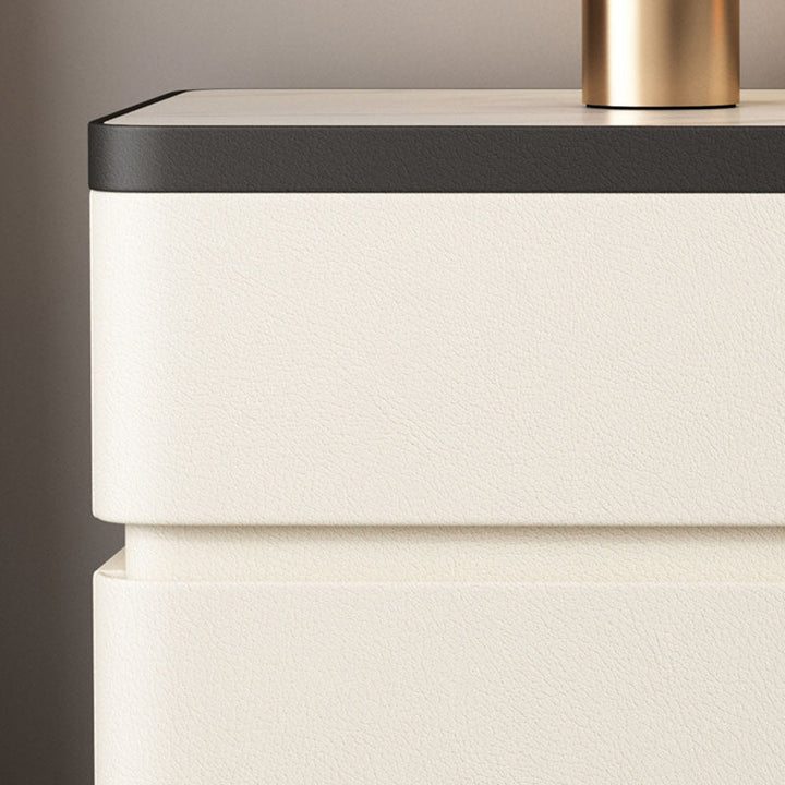 Stone Minimalist Rectangular Solid Wood Nightstand