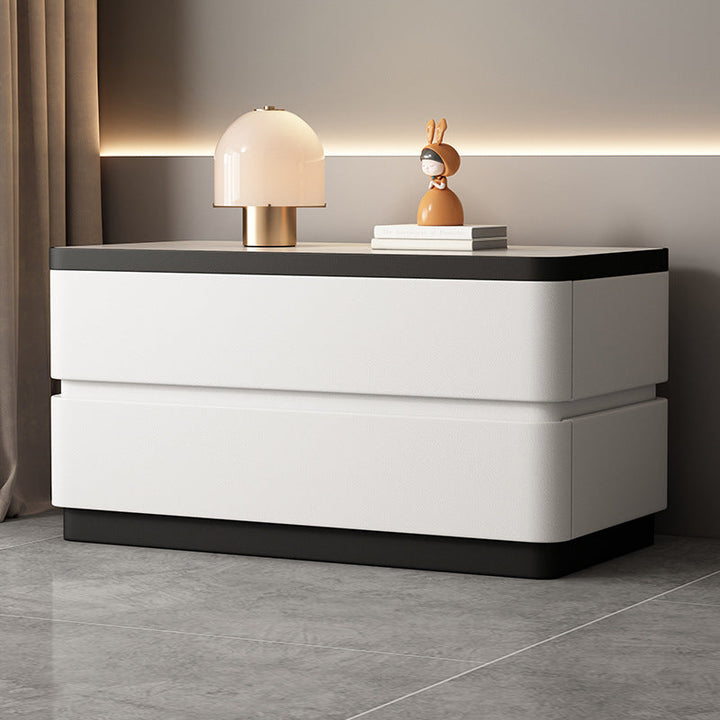 Stone Minimalist Rectangular Solid Wood Nightstand