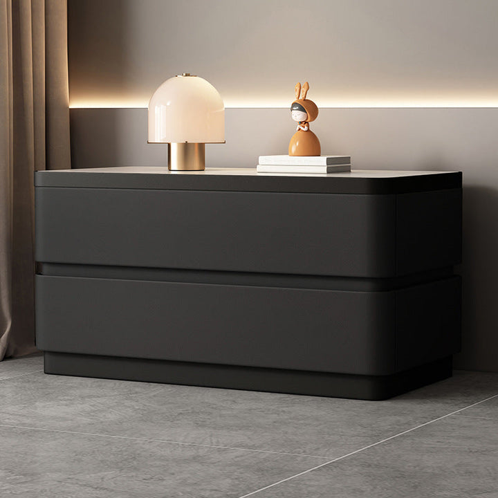 Stone Minimalist Rectangular Solid Wood Nightstand