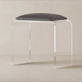 Modern Minimalist Rectangular Acrylic Faux Leather Vanity Stool For Bedroom