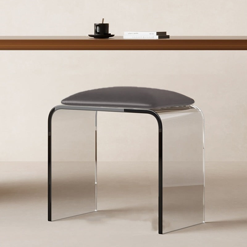Acrylic Minimalist Rectangular Leather Vanity Stool