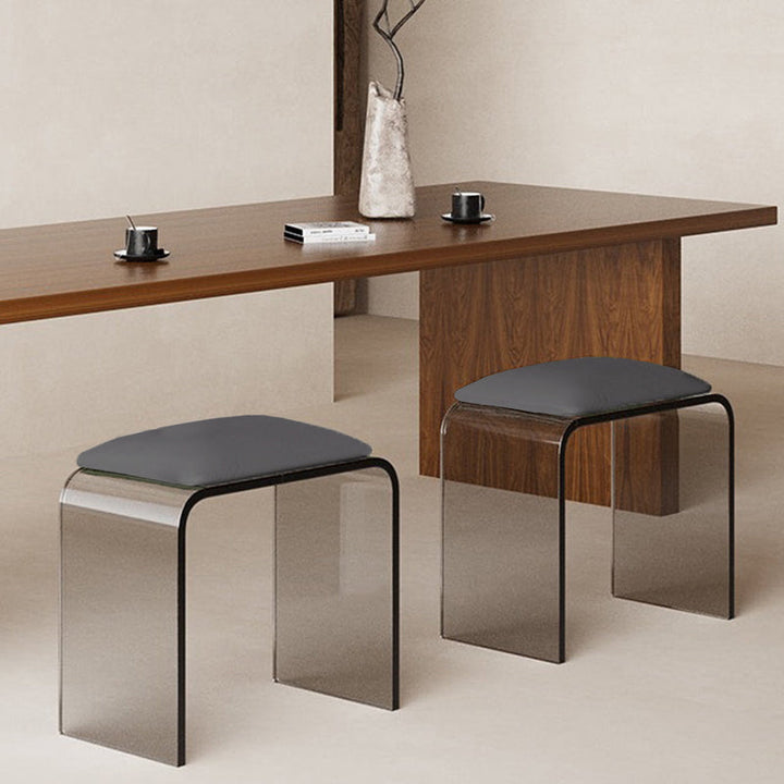 Acrylic Minimalist Rectangular Leather Vanity Stool