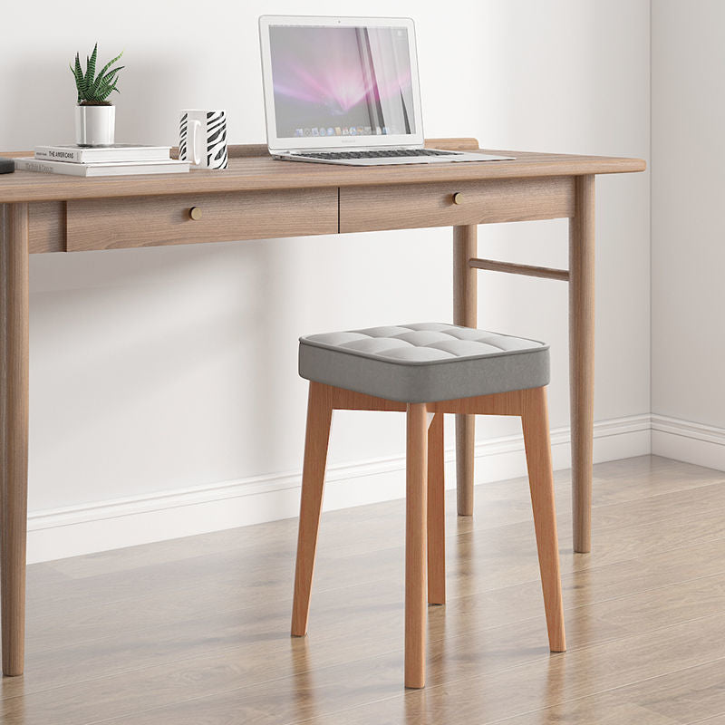 Modern Minimalist Square Beech Wood Solid Wood Synthetic Fabric Stackable Stool For Living Room