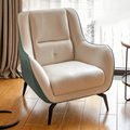 Contemporary Scandinavian Square Synthetic Fabric Upholstered Accent Chair Backrest Armrest For Living Room