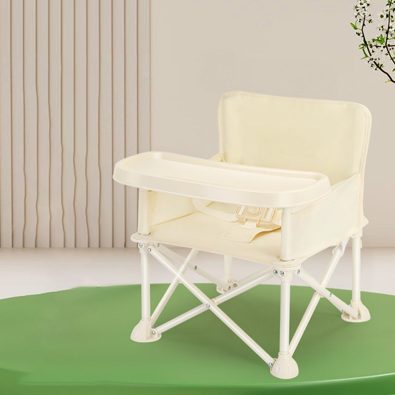 Modern Minimalist Oxford Fabric Square Kids Dining Chair Foldable High Chair With Backrest Armrests Tray For Garden & Restaurant