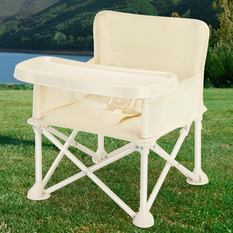 Modern Minimalist Oxford Fabric Square Kids Dining Chair Foldable High Chair With Backrest Armrests Tray For Garden & Restaurant