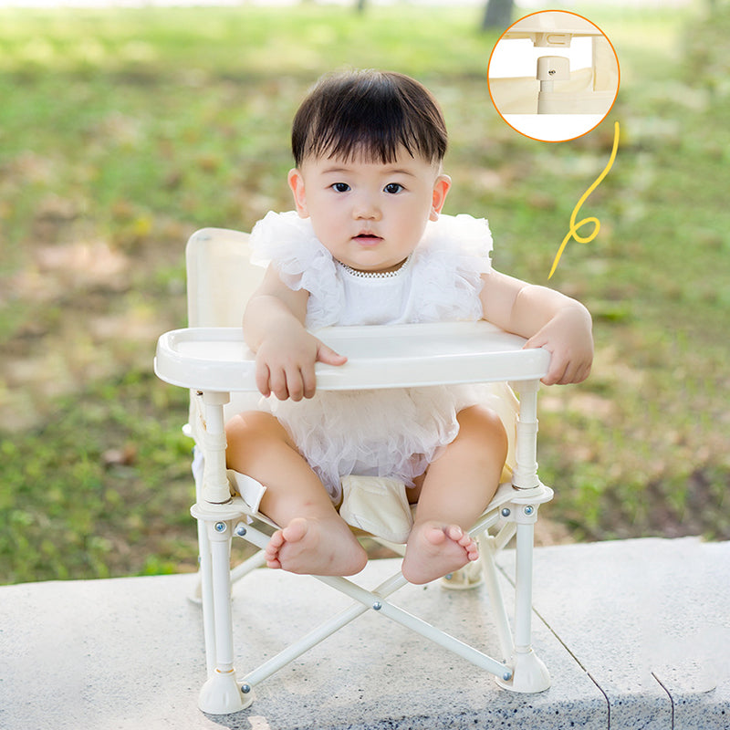 Modern Minimalist Oxford Fabric Square Kids Dining Chair Foldable High Chair With Backrest Armrests Tray For Garden & Restaurant