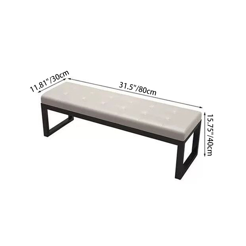 Modern Minimalist Rectangular Cat Scratch Leather Steel Bench For Entryways