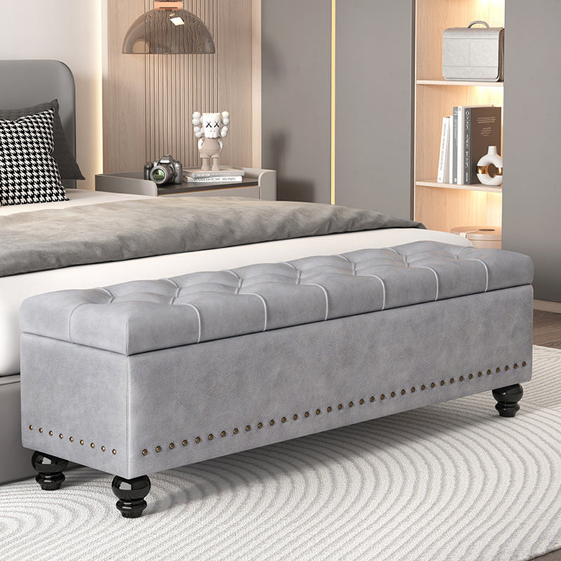 Contemporary Scandinavian Fabric Wood Rectangular Storage Bench Backless For Entryway