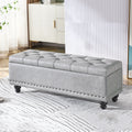 Contemporary Scandinavian Fabric Wood Rectangular Storage Bench Backless For Entryway