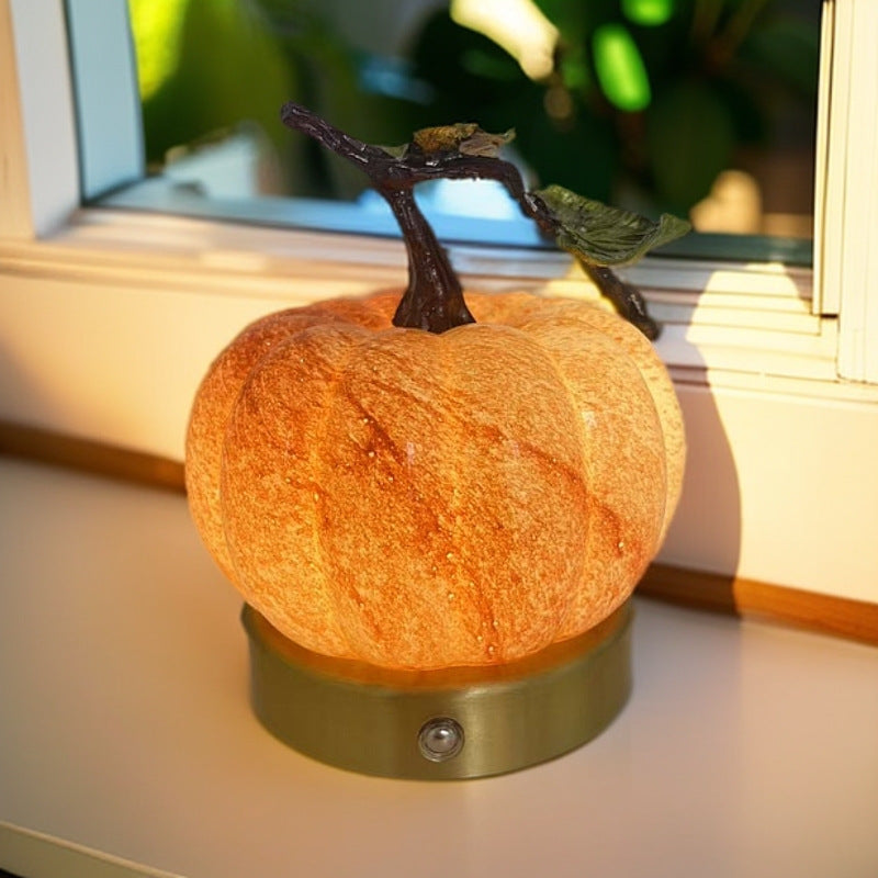 Pumpkin Glass &amp; Metal Bedside Lamp