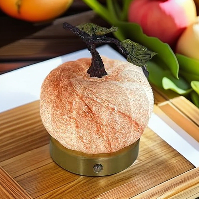 Pumpkin Glass &amp; Metal Bedside Lamp