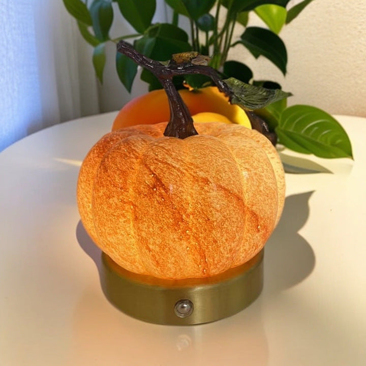 Pumpkin Glass &amp; Metal Bedside Lamp