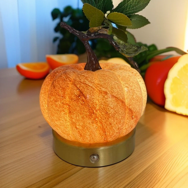 Pumpkin Glass &amp; Metal Bedside Lamp