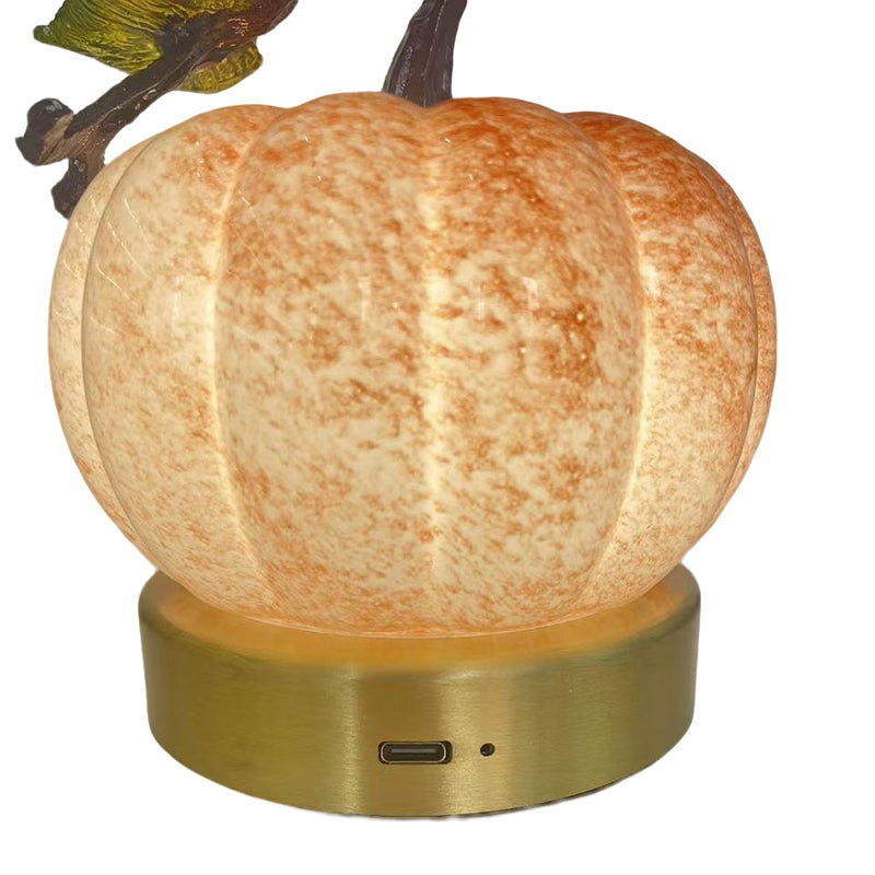 Pumpkin Glass &amp; Metal Bedside Lamp
