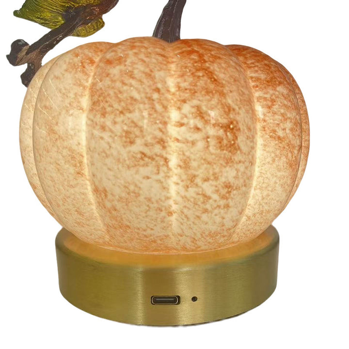 Pumpkin Glass &amp; Metal Bedside Lamp
