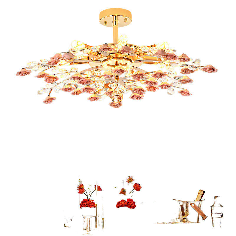 Traditional Branch Ceramic LED Semi-Flush Ceiling Light