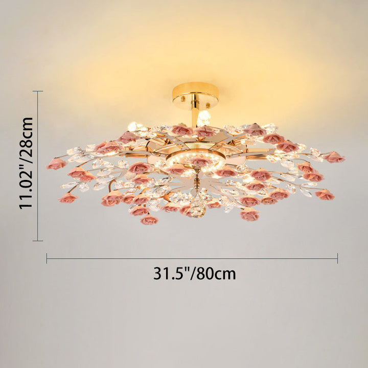 Traditional Branch Ceramic LED Semi-Flush Ceiling Light